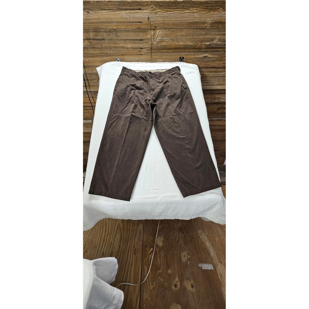 Vtg.Y2K Tommy Bahama Mens Brown Tencel Cotton Twill Chino Pants (Hemmed to 26.5)